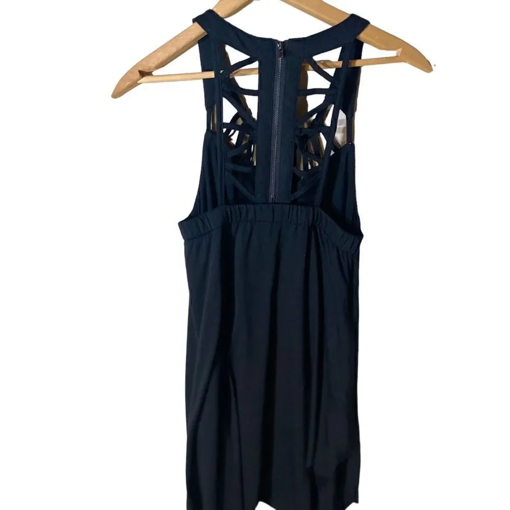 MISS ME Strappy Back Dress Black Mini Size XS